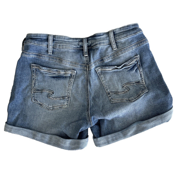 Silver Jeans Co. Distressed Cuffed Boyfriend Jean Shorts Sz 32, #L53608EAE205 - Picture 4 of 10